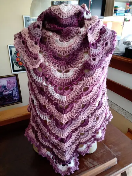 Xale em Crochê Lã Batik Mesclado