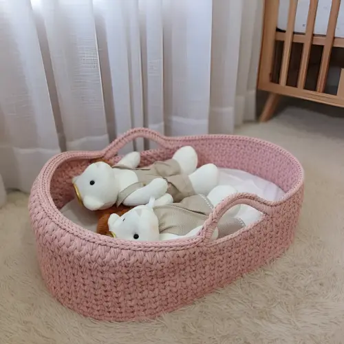 Cesto Moisés Grande de Crochê Bercinho para Quarto Bebê