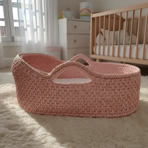 Cesto Moisés Grande de Crochê Bercinho para Quarto Bebê