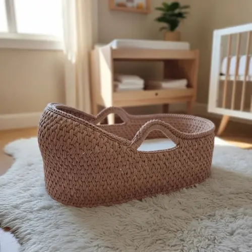 Cesto Moisés Grande de Crochê Bercinho para Quarto Bebê