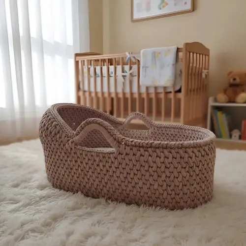 Cesto Moisés Grande de Crochê Bercinho para Quarto Bebê