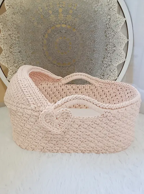 Cesto Moisés de Crochê Bercinho para Quarto Bebê