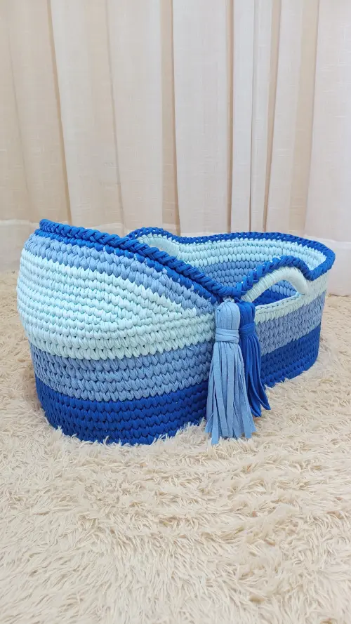 Cesto Moisés de Crochê Bercinho para Quarto Bebê