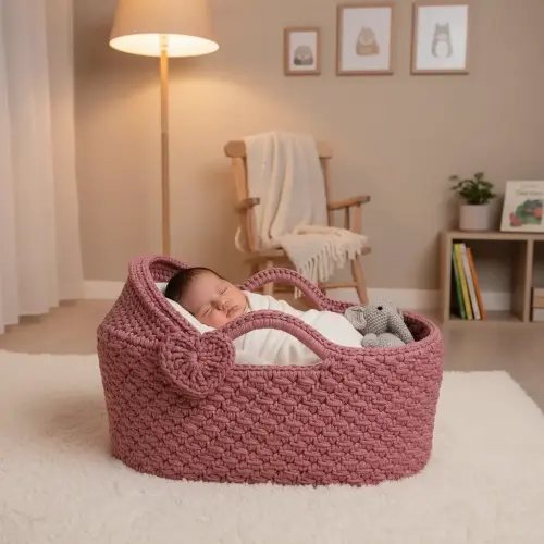 Cesto Moisés de Crochê Bercinho para Quarto Bebê
