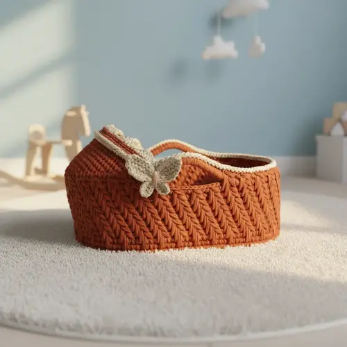 Cesto Moisés Ninho de Crochê Bercinho para Quarto Bebê