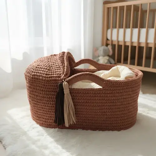 Cesto Moisés de Crochê Bercinho para Quarto Bebê