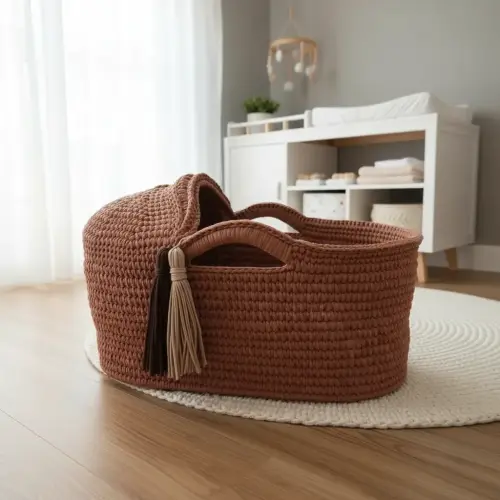 Cesto Moisés de Crochê Bercinho para Quarto Bebê