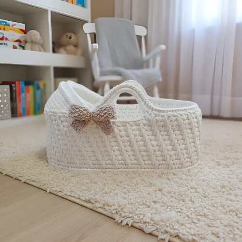 Cesto Moisés de Crochê Bercinho para Quarto Bebê