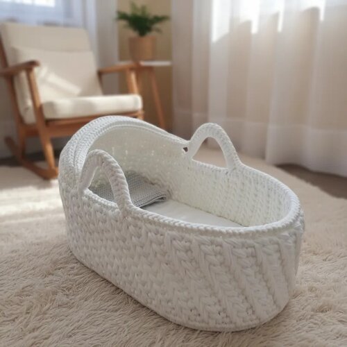 Cesto Moisés de Crochê Bercinho para Quarto Bebê