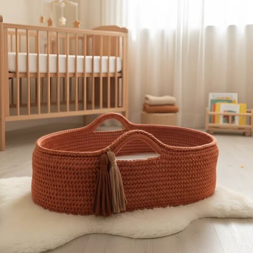 Cesto Moisés Grande de Crochê Bercinho para Quarto Bebê