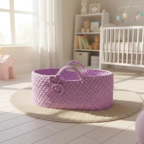Cesto Moisés Grande de Crochê Bercinho para Quarto Bebê