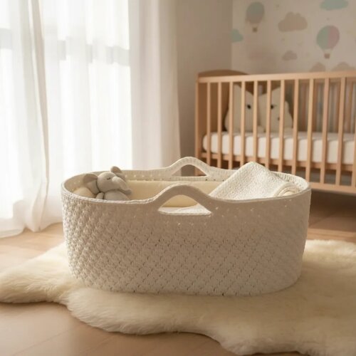 Cesto Moisés Grande de Crochê Bercinho para Quarto Bebê
