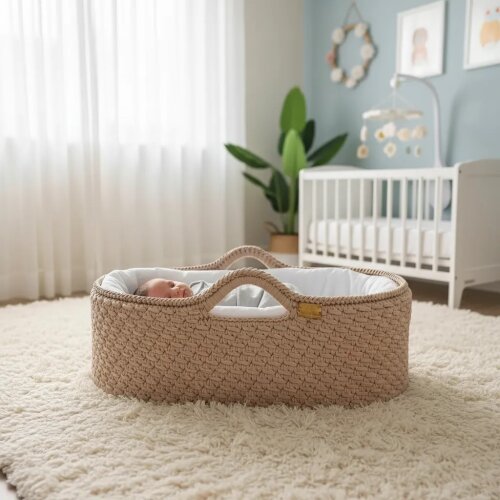 Cesto Moisés Grande de Crochê Bercinho para Quarto Bebê