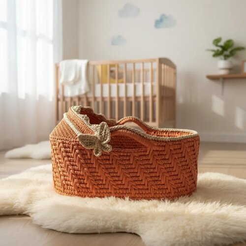Cesto Moisés Ninho de Crochê Bercinho para Quarto Bebê