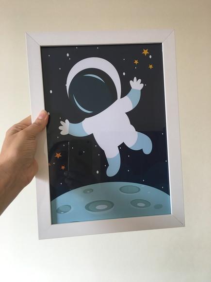 Kit Quadros Decoração Infantil Astronauta e Planetas A4