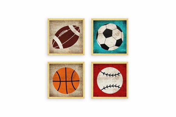Kit Quadros Infantil Bolas Vintage