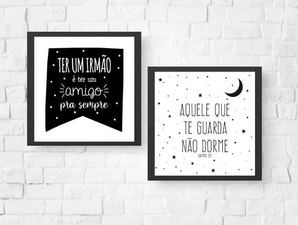 Kit Quadros Infantil Escandinavo Frase Irmão e Salmos 121