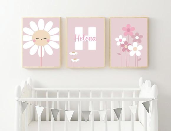 Kit Quadros Infantil Margaridas You Are So Loved A3