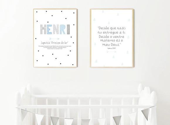 Kit Quadros Infantil Nome Personalizado e Versículo A3