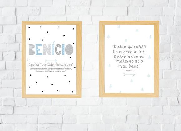 Kit Quadros Infantil Nome Personalizado E Versículo A4