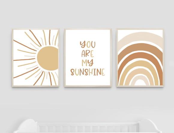 Kit Quadros Infantil Sunshine e Arco Íris e Sol A3