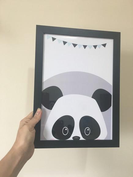 Kit Quadros Infantil Urso Panda Be Happy Alfabeto A4
