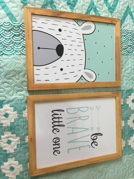 Kit Quadros Madeira Tigre Leão Urso A4
