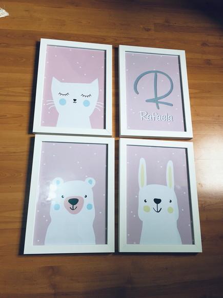 Kit Quadros Nuvem Estrela e Be Happy A4