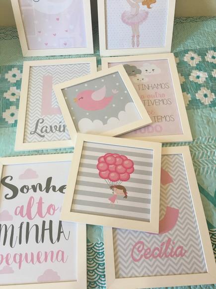 Kit Quadros Unicórnio Coração Olhinhos Nome