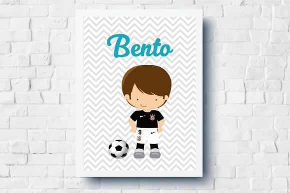 Quadro Infantil Jogador Futebol c Nome A4