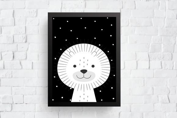 Quadro Infantil Leão Escandinavo A4