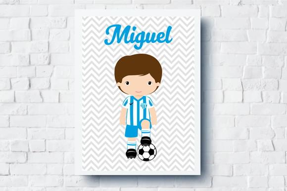 Quadro Infantil Menino Time Futebol c Nome A4
