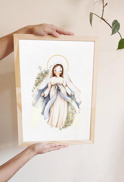 Quadro Infantil Nossa Senhora Aquarela A4