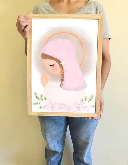 Quadro Infantil Nossa Senhora Aquarela A3