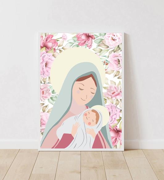 Quadro Infantil Nossa Senhora Rosas A3