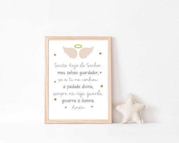 Quadro Infantil Oração Anjo da Guarda A3