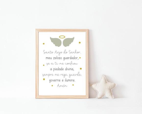 Quadro Infantil Oração Anjo da Guarda A3