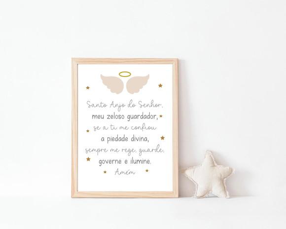 Quadro Infantil Oração Anjo da Guarda A3