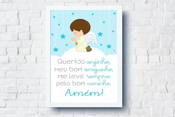 Quadro Infantil Oração Anjo da Guarda A4