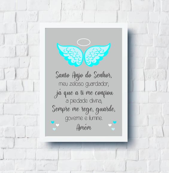 Quadro Infantil Oração Anjo da Guarda Asas A4