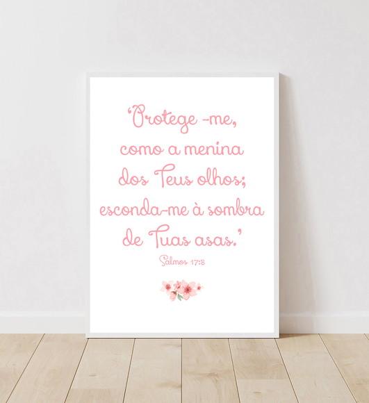 Quadro Infantil Salmos Protege-me Como a Menina dos Teus