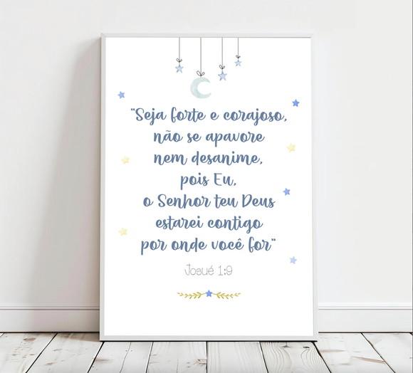 Quadro Infantil Versículo Josué -seja Forte e Corajoso A3