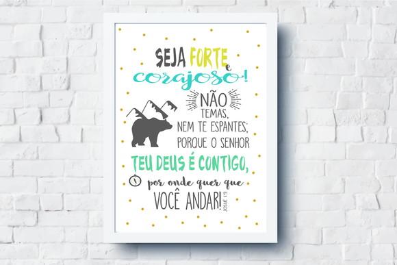 Quadro Infantil Versículo Seja Forte A4