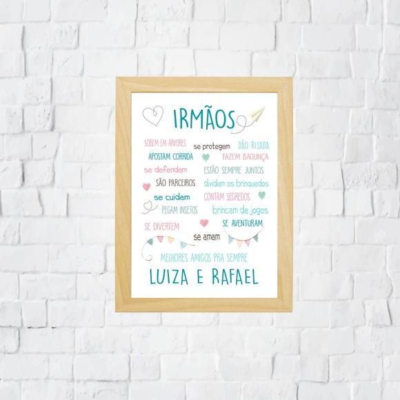Quadro Quarto Infantil Coisas de Irmãos A4