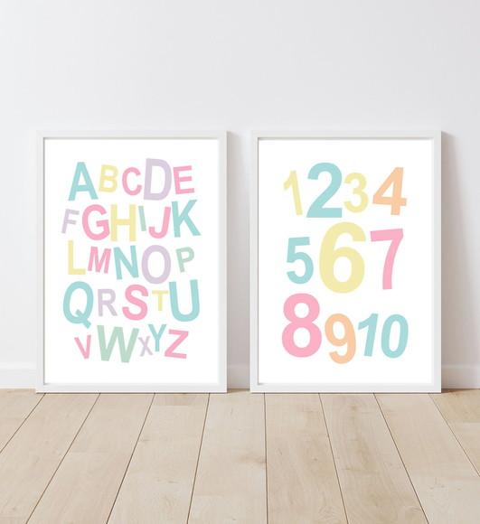 Quadros Decoração Infantil Alfabeto E Números A3