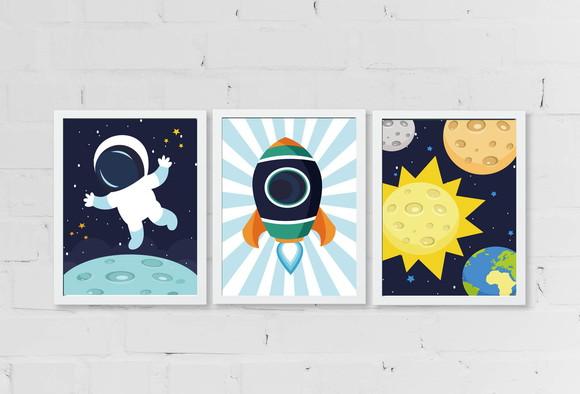Quadros Decoração Infantil Astronauta A4