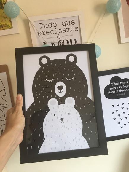 Quadros Escandinavo Mamãe Urso e I love You