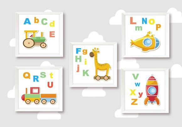 Quadros Infantil Alfabeto Brinquedos