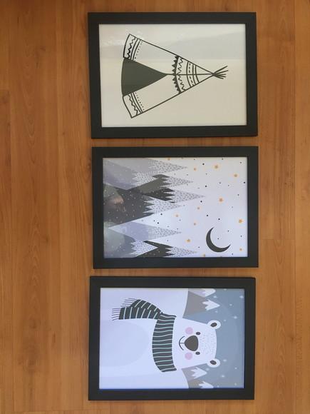 Quadros Escandinavos Panda Girls Rule e Follow Your Dreams