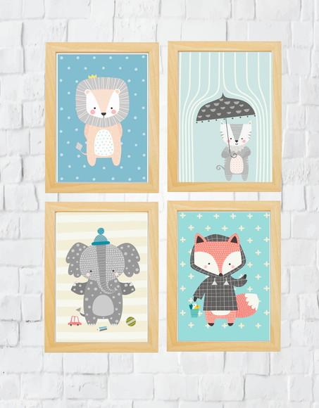 Quadros Infantil Animais Escandi A4